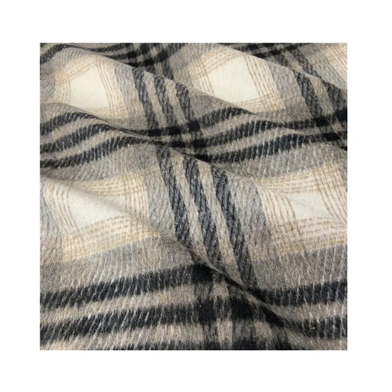 Automne et hiver laine de cachemire épaisse mélangée 30 laine 70 polyester plaid double face café noir teint grand tissu à carreaux