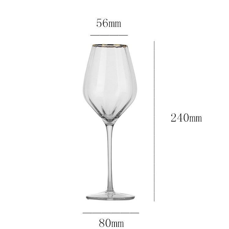 clear 430ml gold rimmed red wine glass-hll005-3