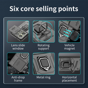 Custodia per telefono resistente antiurto personalizzata con staffa ad anello rotante e protezione per obiettivo per OPPO A3X A60 A79 Xiaomi 14T - Product Image 2