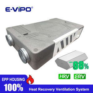 Système de ventilation à récupération de chaleur VMC <span class=keywords><strong>double</strong></span> flux E-VIPO monté au plafond avec boîtier EPP 300M3 400M3 HRV ERV pour la maison, automatisation CO2 RH - Product Image 2