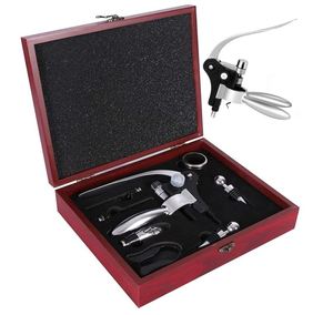 Ensemble d'ouvre-bouteille de <span class=keywords><strong>vin</strong></span>, ouvre-bouteille de <span class=keywords><strong>vin</strong></span> rouge manuel de 8 pièces avec étui en bois classique, tire-bouchon pour bouteilles de <span class=keywords><strong>vin</strong></span> - Product Image 1