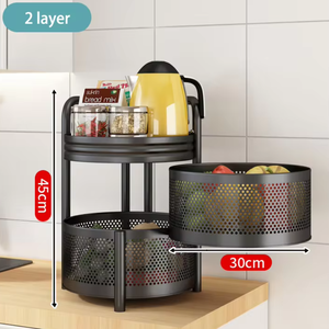 Estante giratorio 360 de piso a techo cesta giratoria de almacenamiento multicapa con ruedas, estante de cocina negro - Product Image 5