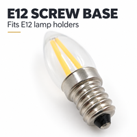 Ampoule à filament LED E12 220V 2W COB en verre, lumière de bougie blanc chaud, lampe vintage pour lustre, candélabre