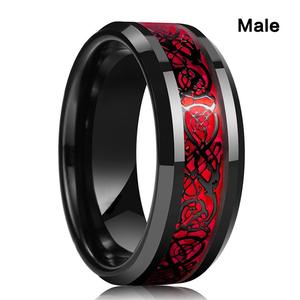 2in1 Preto Nupcial Anel De Casamento Vermelho Conjuntos Casais Anéis para Amante Aniversário Promessa De Noivado Anéis Conjuntos De Noiva - Product Image 3