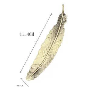 Factory Custom Brass Chinese Style Bookmark Classical Leaf Vein Feather Bookmarks