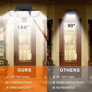 Năng lượng mặt trời mới cảm biến chuyển động đèn 302 LED 3 đầu góc rộng lũ ánh sáng năng lượng mặt trời đèn tường cho vườn ngoài trời - Product Image 5