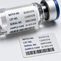 Étiquettes personnalisées imperméables pour petits flacons de peptides, numéros de lot, autocollants pour bouteilles, emballage d'échantillons, impression OEM de numéros de série