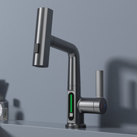 Robinet de salle de bain moderne LUSA en alliage de zinc numérique, à montage sur plan, à trou unique, avec noyau de valve en céramique, finition brossée, 5 ans