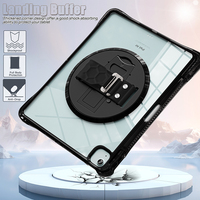 IPad hava için 13 inç M2 2024 plastik ve TPU açılır kılıf omuz askısı ile 360 döndür standı