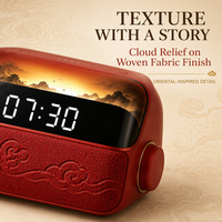 Despertador Inteligente Ink Cloud Street con Altavoz Bluetooth, Estilo Oriental, Vidrio Ahumado, Luz Nocturna LED, Personalizable, Ideal para Regalo