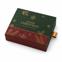 Boîte cadeau coulissante personnalisée Joyeux Noël, boîte cadeau rigide vintage verte et rouge pour bonbons, chocolats et cadeaux