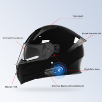 Casque Modulaire ABS AD Double Visière pour Adultes avec Bluetooth, Ouvert, Résistant aux Chocs pour Moto, Motocross, Conduite