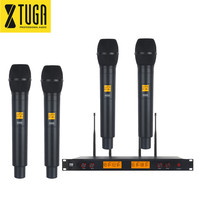 Profesyonel 4 kanal stüdyo Uhf kablosuz karaoke mikrofonu