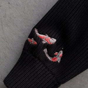 Maglione in pelliccia di cotone Oversize in Cashmere da uomo con stampa digitale strappata Vintage e ritagliata senza cuciture - Product Image 5