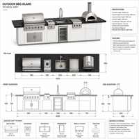 Cuisine barbecue extérieure  et station de grill pour villas Four électrique encastré sur mesure et gril en acier inoxydable