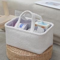 Panier de rangement multifonctionnel carré moderne en polyester pour couches de bébé avec poignée