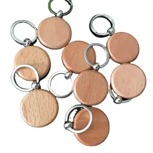 Porte-clés en bois blanc avec pendentif rond en forme de cœur, Promotion spéciale, cadeau publicitaire personnalisé, créateurs