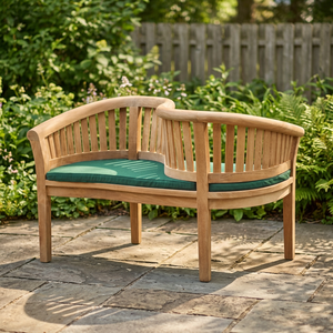 Modern Outdoor Patio <b>Bench</b> Love Seat with <b>Cushion</b> Solid Teak Wood - Product Image 1
