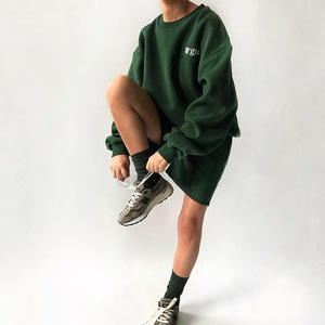 Hauts d'hiver chauds pour femmes, décontractés, pour adolescentes, vert, vintage, élégant, avec lettres brodées, sweat-shirt surdimensionné - Product Image 5