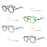 Gafas Ópticas Retro Vintage de Alta Calidad, Hechas a Mano, Montura de Acetato y Metal Mixto con Colores Brillantes, Unisex