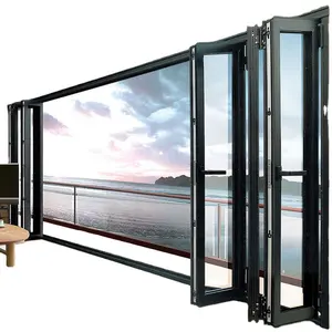 Puertas plegables de aluminio para Villa, COMERCIO DE PUERTAS biplegables de vidrio doble para Villa