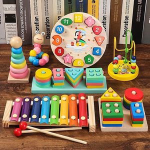Giocattoli per bambini in legno blocchi arcobaleno montessori <span class=keywords><strong>puzzle</strong></span> giocattolo in legno stili misti in un set giocattoli per bambini in legno - Product Image 1