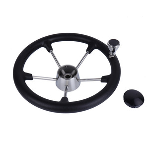 Volante para barco de acero inoxidable de 6 radios con botón de bocina para embarcaciones - Product Image 1