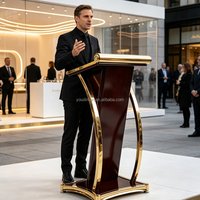 Podiums modernes rouge-brun, plateformes de présentation, tables d'accueil et bureaux d'hôtes peuvent tous être personnalisés.