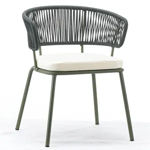 Schwarzer Esszimmerstuhl für draußen Aluminium Terrasse China Stühle Rattan Sofa groß und hoch Bistro französischer Stil Designer