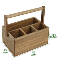 Porte-ustensiles en bois d'acacia avec poignée, organiseur de couverts, support pour serviettes et assiettes en papier