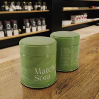 Boîtes de Matcha en fer blanc 30-40G en gros avec couvercle à vis hermétique autocollants d'étiquette personnalisée pour l'emballage en métal alimentaire de poudre de café Latte