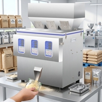 Máquina de llenado de café en grano y polvo de acero inoxidable eléctrica totalmente automática de tres contenedores, fácil de operar, para mezclar y verter en bolsas de alimentos.