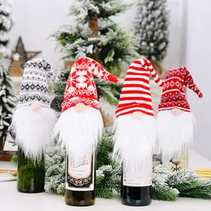 クリスマスワインボトルカバー2023新しいワインボトルの装飾用品ワインボトルの装飾のためのGnomeクリスマスの装飾