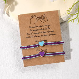 Nouveau 2026 Ensemble de bracelets de couple en forme de cœur, tressés à la main, réglables, au design simple et tendance - Product Image 4