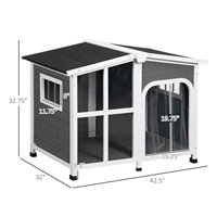 Maison pour chat en bois de sapin massif de luxe, fabrication directe d'usine, écologique, meubles d'extérieur toutes saisons avec motif simple, cabane élégante pour animaux de compagnie