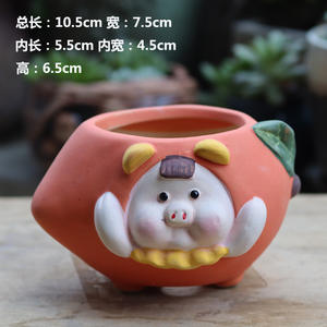 Jolies jardinières pour plantes succulentes, peintes à la main, petites, créatives, personnalisées, en <span class=keywords><strong>poterie</strong></span> grossière, respirantes, décorations d'intérieur - Product Image 2