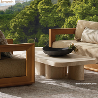 Table basse d'extérieur de qualité supérieure en marbre poli à la main à grain unique Style minimaliste moderne Utilisation par tous les temps pour les hôtels