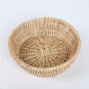 Handmade Willow Woven Storage Basket For Fruits Vegetables Family Hotel Use Natural Color Round Shape - Product Image 3