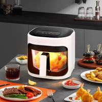 Friteuse à air carrée 8L avec fenêtre, machine à frites en verre, friteuse électrique multifonction grande capacité pour la maison
