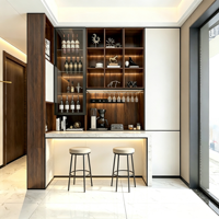 Meubles de rangement de salon en bois massif, élégants et modernes, armoire à vin modulaire, buffet personnalisé écologique