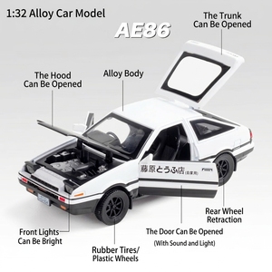Modèle de <span class=keywords><strong>voiture</strong></span> miniature en alliage à l'échelle 1:32, inspiré de l'Initial D, avec 4 portes ouvrables, fonction de recul, son et feux, jouet de collection. - Product Image 3