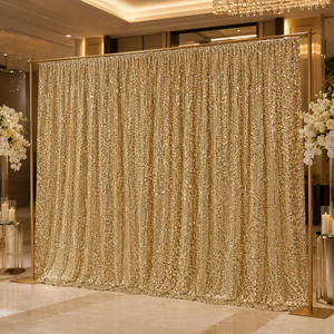 Cortina de fondo de terciopelo con lentejuelas y bordados de gran caída para proveedor de sistemas de tubos y cortinas para eventos - Product Image 1