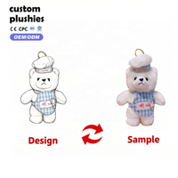 En gros, Porte-clés en peluche ours chef mignon, poupée en peluche Teddy, pendentif animal de dessin animé, ornement de sac, joli cadeau