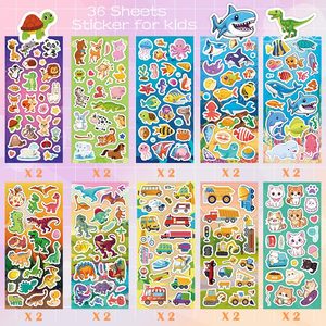 KARSLORA 36 hojas de pegatinas para niños, más de 800 piezas, dibujos animados, animales, frutas, dinosaurios, gatos, peces, vinilo autoadhesivo decorativo - Product Image 2