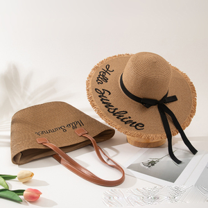IStapromo Gifts High QuantityHandwoven Vintage Straw Hat and Tote Bag Set for Women <b>Beach</b> Summer <b>Accessories</b> Matching Sun Hat - Product Image 3