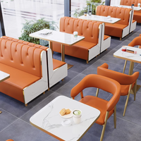 Ensemble de sièges de restaurant commercial, canapé en cuir rembourré, table et chaises pour café, hôtel, mobilier de salon