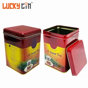Luckytin Factory Custom Tinplate Case Container Square Metal Box 10.6 Oz 300g Tea Tin Canister For Tea