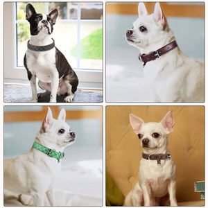Collar de perro de cuero suave para perros pequeños y medianos Durable ajustable a prueba de olores PU Plaid collares para mascotas con a prueba de óxido - Product Image 4