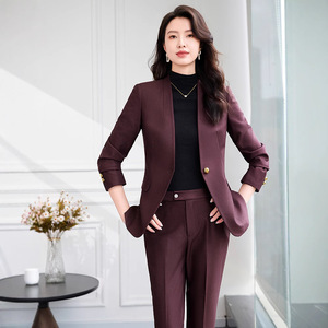 Women's Suit Set Polyester Worsted Full Sleeve Autumn Anti-Wrinkle Office Lady Professional Slim Fit - Product Image 2