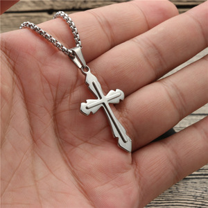 Stainless Steel <b>Cross</b> Pendant Necklace Unisex Fashion Jewelry Gift For Men Women Students Couples Hip Hop Style - Product Image 3